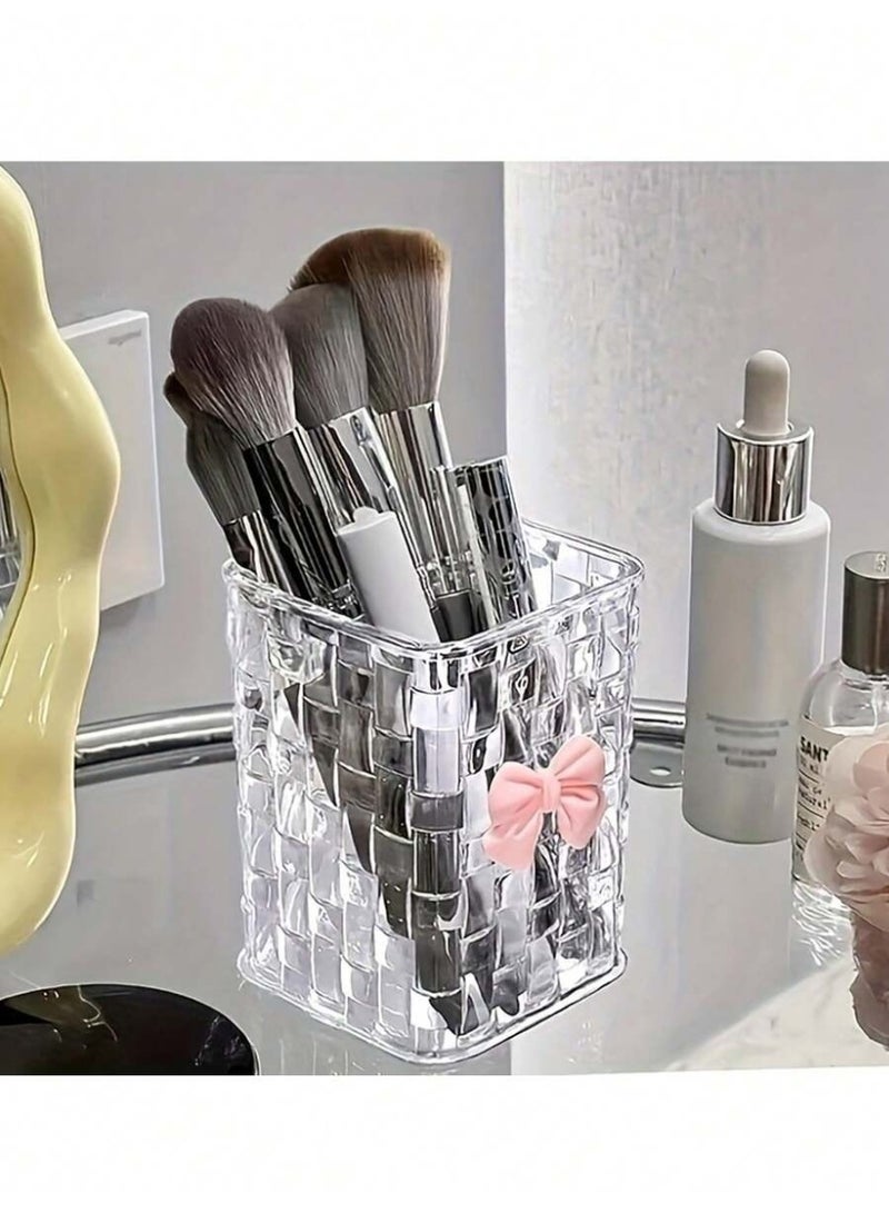 1 حامل فراشي مكياج أكريليك شفاف – منظم أدوات تجميل أنيق – صندوق تخزين شفاف للفراشي والإكسسوارات – مناسب لطاولة الزينة والحمام - Image 1